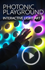 Artist Spotlight
At the Vancouver Eastside Culture Crawl we interviewed Holly Hofmann- producer at Tangible Interactions 
who introduced us to the Interactive Light and Sound Art Installations they created for Children (of all ages)